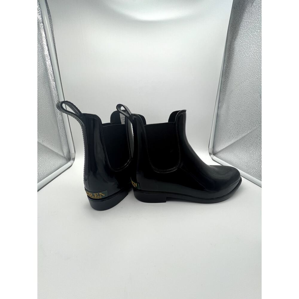 Ralph Lauren Tally Bo Rai Black Rubber Ankle Rain Booties Boots Shoes 15502 7B